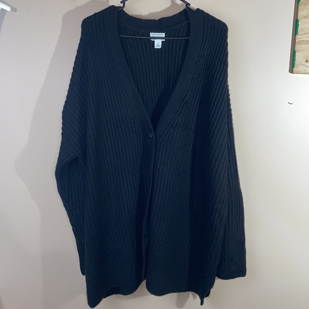 Caslon black chunky knit button-down cardigan sweater